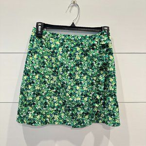 TopShop - Green Floral mini skirt - Size 2
